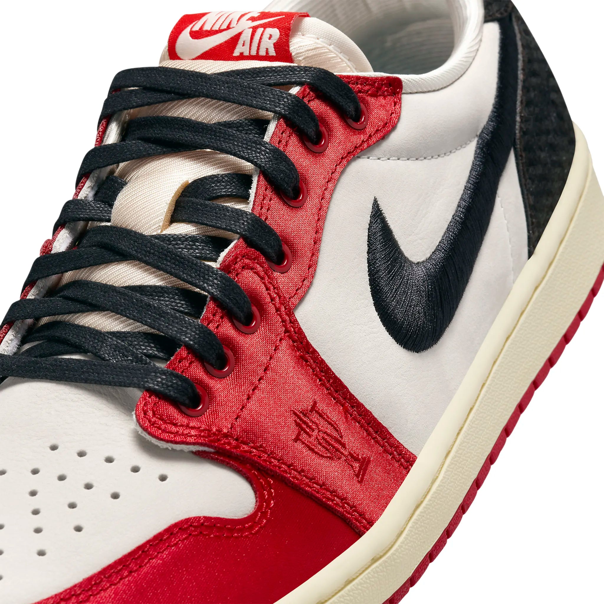 Detail view of Air Jordan 1 Retro Low OG x Trophy Room Rookie Card Away